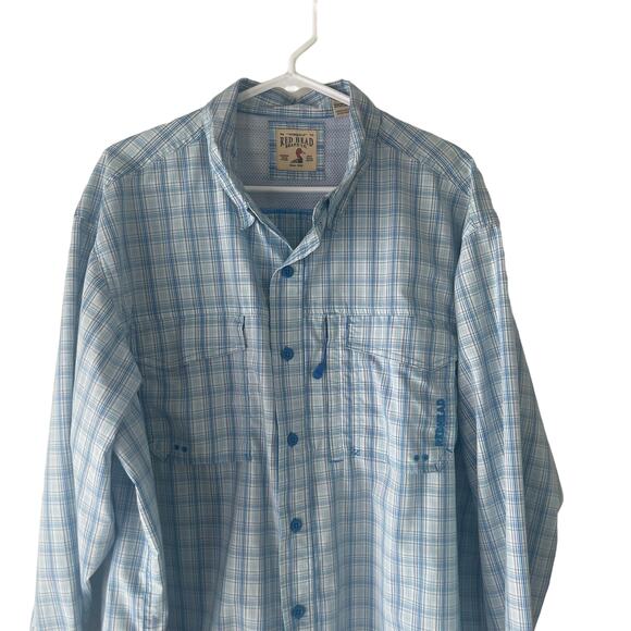 Red Head Brand Co. 2XL Tall Blue Fishing Outdoor Vented Button Up Shirt - Picture 2 of 11